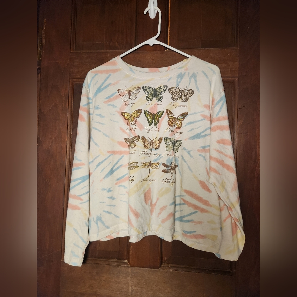 Freeze Multi Color Butterfly Crop Top.